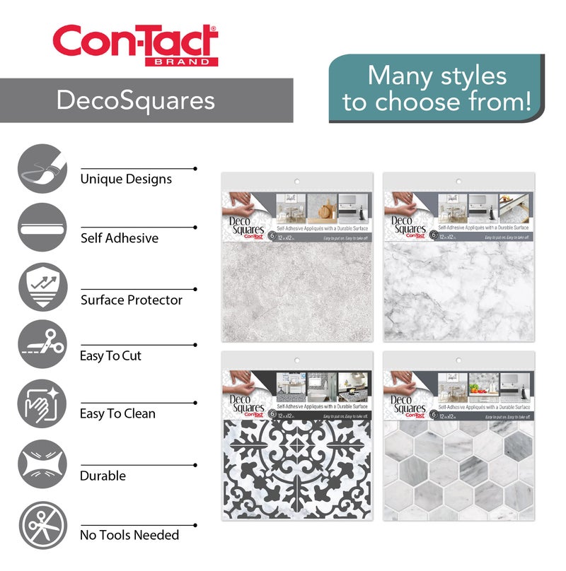 Con-Tact Brand FloorAdorn Vinyl Floor Appliques Self-Adhesive, Decorative and Removable Tiles, 6 Count - Image 5